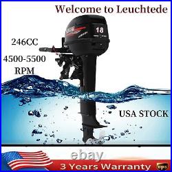 18HP 2 Stroke Outboard Motor Boat Engine Gas Powered Long Shaft Water Cooling US