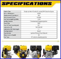 18HP 459cc Gas Engine Horizontal Shaft, 4Stroke OHV Gas Motor with Electric Start