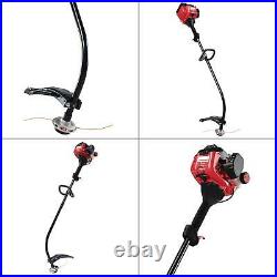 25 cc 2-cycle curved shaft gas trimmer with fixed line trimmer head