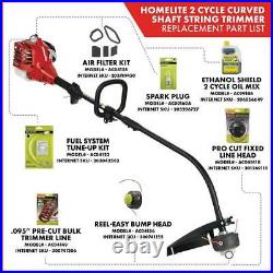 2-Cycle 26cc Curved Shaft Gas Powered String Trimmer Clutched Engine 17 inch Cut