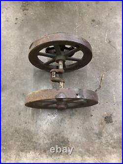 2 HP Root & Vandervoort Flywheels And Crank Shaft Antique Hit & Miss Gas Engine