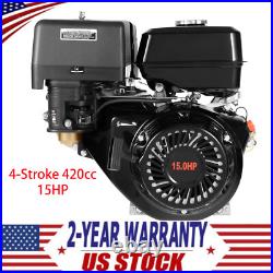 420cc 15HP 4-Stroke OHV Gas Engine Horizontal Shaft Recoil Start