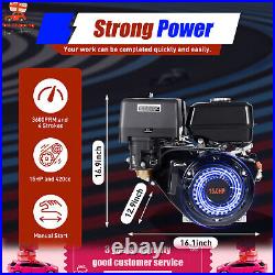 420cc 4-Stroke 15 HP OHV Horizontal Shaft Gas Engine Recoil Start Go Motor