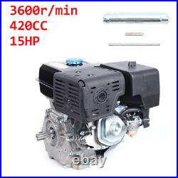 4 Stroke 15 HP OHV Horizontal Shaft Gas Engine Recoil Start Go Kart Motor 420cc
