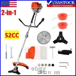 52cc 2-Cycle Gas Grass String Trimmer Straight Shaft Gas Weed Eater Lawn Mower