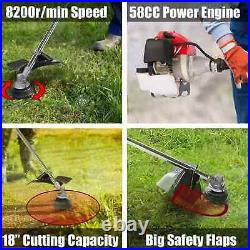 58cc Lawn Mower 4-in-1 Gas Powered Weed Eater Straight Shaft Gas String Trimmer