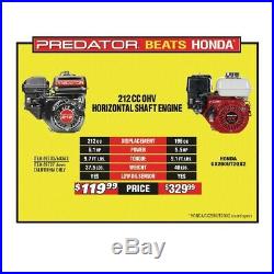 6.5 HP (212cc) OHV Horizontal Shaft Gas Engine EPA