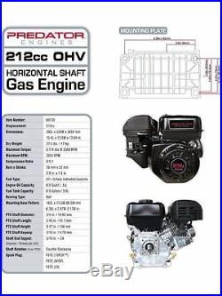 6.5 HP (212cc) OHV Horizontal Shaft Gas Engine MiniBike Go Cart Snowblower FEDEX