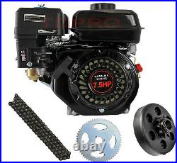 7HP 210cc OHV Horizontal Shaft Gas Engine Motor +Clutch for Go Kart Snowblower