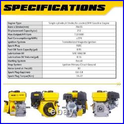 7HP 212cc Gas Engine Horizontal Shaft, 4 Stroke OHV Gas Motor, Shaft 3/4 19
