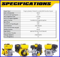 7HP 212cc Gas Engine Horizontal Shaft, 4 Stroke OHV Gas Motor, Shaft 3/4 19
