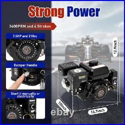 7.5HP OHV 3600RPM Electric Start Gasoline Engine Side Shaft Gas Go Kart Motor US