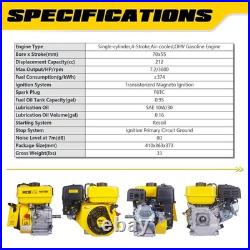Aceup Energy 7HP 212cc 4-Stroke OHV Gas Engine Horizontal Shaft 3/4 Recoil