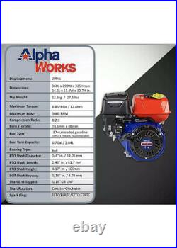 AlphaWorks Gas Engine 7HP 209cc Motor Horizontal 4 Stroke OHV Recoil Start Shaft