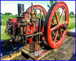 Antique Ohio Side Shaft Hit & Miss Gas Steam Hot Air Engine Motor Sandusky Old