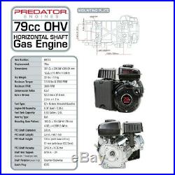 Gas Engine EPA 3 HP 79 cc OHV Horizontal Shaft Recoil Start Many Use Replacement