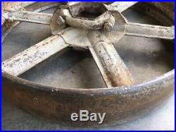 PAIR antique 2 piece 24 FLAT BELT PULLEYS LINE SHAFT GAS ENGINE 4 saw mill
