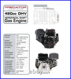 PREDATOR 13 HP 420cc OHV Horizontal Shaft Gas Engine EPA Powerful Splitter Pumps