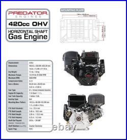 PREDATOR 13 HP 420cc OHV Horizontal Shaft Gas Engine EPA Powerful Splitter Pumps PREDATOR 13 HP 420cc OHV Horizontal Shaft Gas Engine EPA Powerful Splitter Pumps