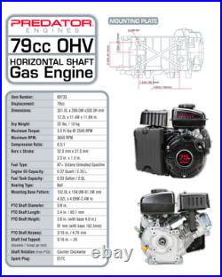 PREDATOR 3 HP (79cc) OHV Horizontal Shaft Gas Engine, EPA