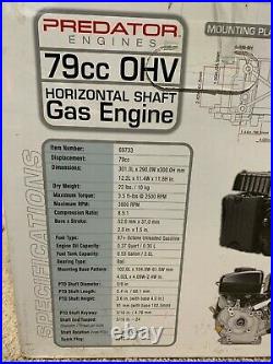 PREDATOR 79cc OHV Horizontal Shaft Gas Engine ITEM 69733 NEW
