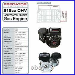 Predator 6.5 HP 212cc OHV Horizontal Shaft Gas Engine A1