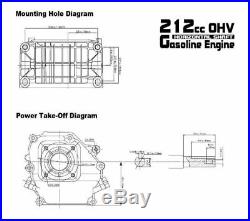 Sigma 6.5 HP 212cc OHV Horizontal Shaft Gas Engine For Cement Mixer Mowers