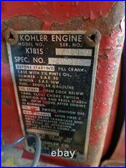 Vintage 1966 Kohler K181S Horizontal Shaft Engine. Runs
