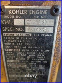 Vintage 1968 Kohler K141, 6 1/4 HP. Horizontal Shaft Engine. Runs