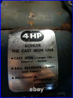 Vintage Kohler K91 Horizontal Shaft Engine, 4 Hp. Electric Start. Runs